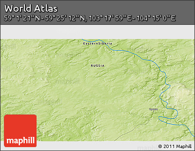 Physical 3D Map of the Area around 59° 13' 17" N, 103° 46' 30" E