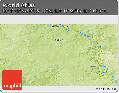 Physical 3D Map of the Area around 59° 13' 17" N, 103° 46' 30" E