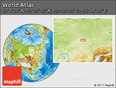 Physical Location Map of the Area around 59° 13' 17" N, 106° 19' 29" E