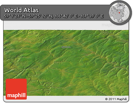 Satellite 3D Map of the Area around 59° 13' 17" N, 107° 10' 30" E