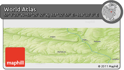 Physical Panoramic Map of the Area around 59° 13' 17" N, 108° 1' 30" E