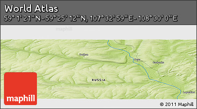 Physical Panoramic Map of the Area around 59° 13' 17" N, 108° 1' 30" E
