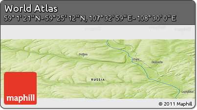 Physical Panoramic Map of the Area around 59° 13' 17" N, 108° 1' 30" E