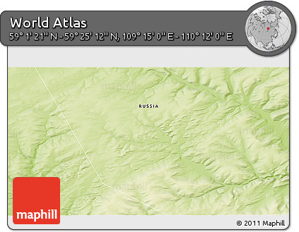 Physical 3D Map of the Area around 59° 13' 17" N, 109° 43' 29" E