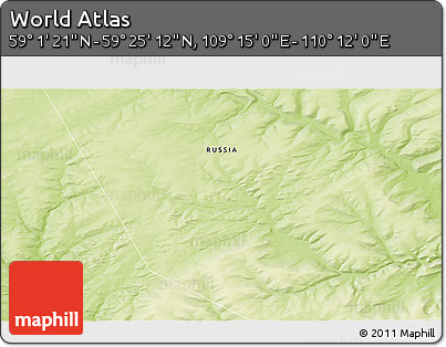 Physical 3D Map of the Area around 59° 13' 17" N, 109° 43' 29" E