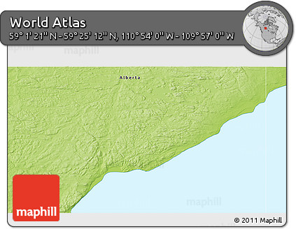 Physical 3D Map of the Area around 59° 13' 17" N, 110° 25' 30" W