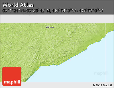 Physical 3D Map of the Area around 59° 13' 17" N, 110° 25' 30" W