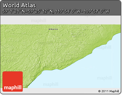 Physical 3D Map of the Area around 59° 13' 17" N, 110° 25' 30" W