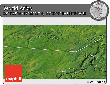 Satellite 3D Map of the Area around 59° 13' 17" N, 111° 25' 30" E