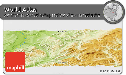 Physical Panoramic Map of the Area around 59° 13' 17" N, 113° 7' 30" E