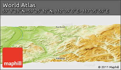 Physical Panoramic Map of the Area around 59° 13' 17" N, 113° 7' 30" E