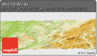 Physical Panoramic Map of the Area around 59° 13' 17" N, 113° 7' 30" E
