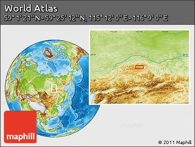 Physical Location Map of the Area around 59° 13' 17" N, 115° 40' 30" E