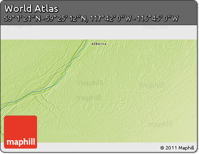 Physical 3D Map of the Area around 59° 13' 17" N, 117° 13' 29" W