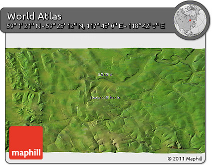 Satellite 3D Map of the Area around 59° 13' 17" N, 118° 13' 29" E