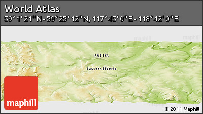 Physical Panoramic Map of the Area around 59° 13' 17" N, 118° 13' 29" E