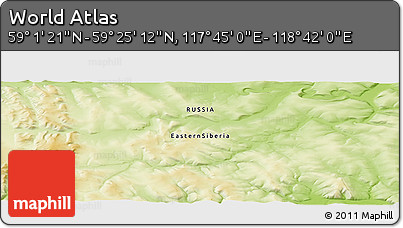 Physical Panoramic Map of the Area around 59° 13' 17" N, 118° 13' 29" E