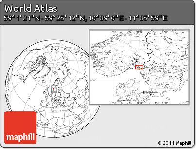 Blank Location Map of the Area around 59° 13' 17" N, 11° 7' 30" E