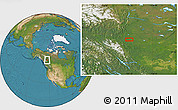 Satellite Location Map of the area around 59° 13' 17" N, 123° 10' 30" W