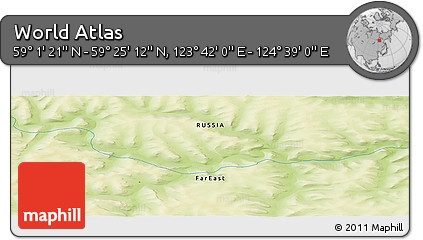 Physical Panoramic Map of the Area around 59° 13' 17" N, 124° 10' 30" E