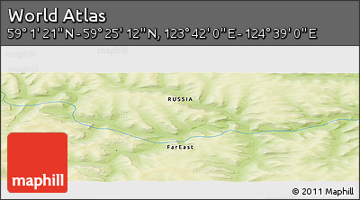 Physical Panoramic Map of the Area around 59° 13' 17" N, 124° 10' 30" E