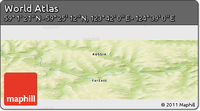 Physical Panoramic Map of the Area around 59° 13' 17" N, 124° 10' 30" E