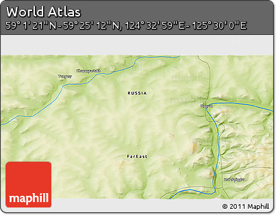 Physical 3D Map of the Area around 59° 13' 17" N, 125° 1' 30" E