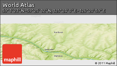 Physical Panoramic Map of the Area around 59° 13' 17" N, 125° 52' 30" E