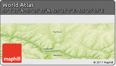 Physical Panoramic Map of the Area around 59° 13' 17" N, 125° 52' 30" E