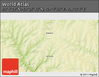 Physical 3D Map of the Area around 59° 13' 17" N, 127° 34' 30" E