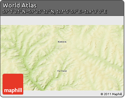 Physical 3D Map of the Area around 59° 13' 17" N, 127° 34' 30" E