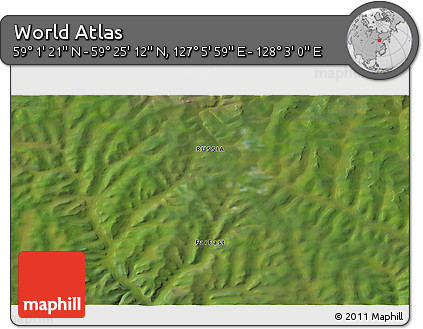 Satellite 3D Map of the Area around 59° 13' 17" N, 127° 34' 30" E
