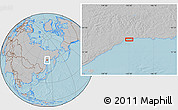 Gray Location Map of the area around 59° 13' 17" N, 142° 52' 30" E, hill shading
