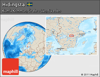 Shaded Relief Location Map of Hidingsta