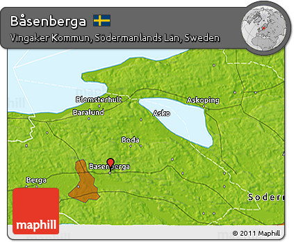 Physical 3D Map of Båsenberga