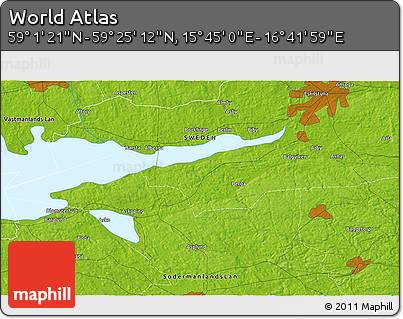 Physical 3D Map of the Area around 59° 13' 17" N, 16° 13' 30" E