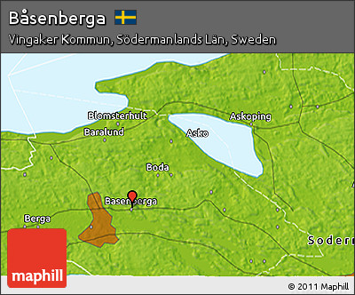 Physical 3D Map of Båsenberga