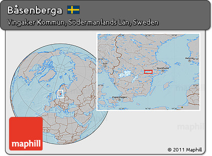 Gray Location Map of Båsenberga, hill shading
