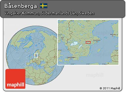 Savanna Style Location Map of Båsenberga, hill shading