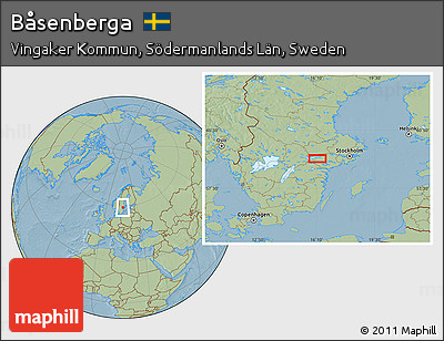 Savanna Style Location Map of Båsenberga, hill shading