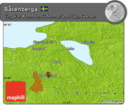 Physical Map of Båsenberga