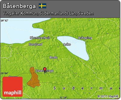 Physical Map of Båsenberga