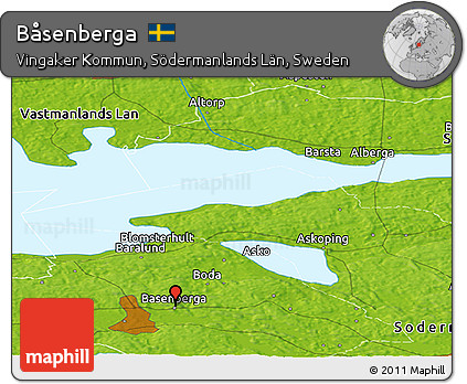 Physical Panoramic Map of Båsenberga