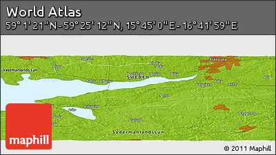 Physical Panoramic Map of the Area around 59° 13' 17" N, 16° 13' 30" E