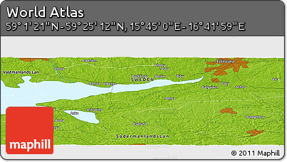 Physical Panoramic Map of the Area around 59° 13' 17" N, 16° 13' 30" E