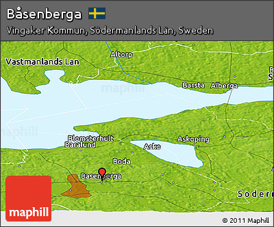 Physical Panoramic Map of Båsenberga