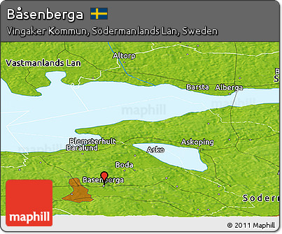 Physical Panoramic Map of Båsenberga