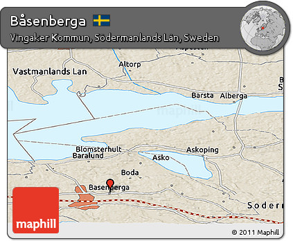 Shaded Relief Panoramic Map of Båsenberga