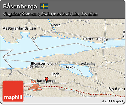 Shaded Relief Panoramic Map of Båsenberga