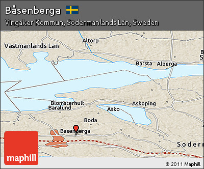 Shaded Relief Panoramic Map of Båsenberga